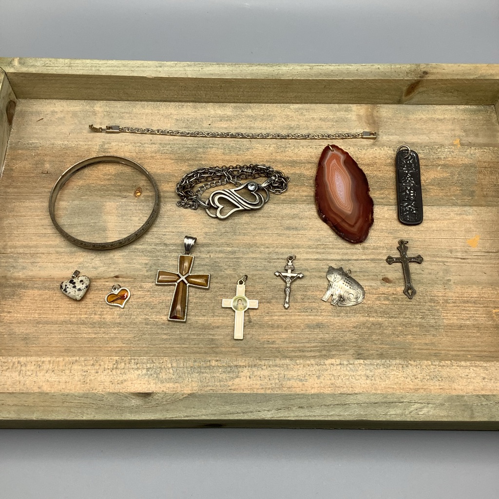 Assorted Jewelry Lot With Silver And Brown Tones